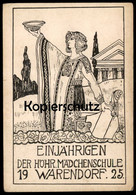 ALTE POSTKARTE WARENDORF EINJÄHRIGEN DER HÖHEREN MÄDCHENSCHULE 1925 COULEURKARTE STUDENTIKA Gottheit Ansichtskarte AK - Warendorf