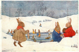 Lapins Humanisés * 2 CPA Illustrateur Margaret TEMPEST * Lapin Rabbit Rabbits - Andere & Zonder Classificatie