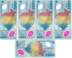 ROMANIA 1999 - 5 CONSECUTIVE BANKNOTES SERIES ECLIPSE POLYMER 2.000 LEI - Roemenië