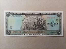 Billete De El Salvador De 5 Colones, Año 1974, UNC - Salvador