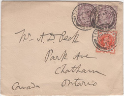 Great Britain 1897 Cover To Canada Franked Sc 89 Pair And Sc 111 - Lettres & Documents