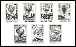 HUNGARY(1983) Manned Flight Bicentennial. Photographic Proof Of Set Of 7. Scott Nos C438-44. - Essais, épreuves & Réimpressions