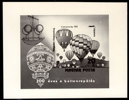 HUNGARY(1983) Manned Flight Bicentennial. Photographic Proof Of Souvenir Sheet. Scott No C445. - Essais, épreuves & Réimpressions