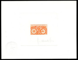 CONGO(1969) Bicycle. Die Proof In Orange Signed By The Engraver COMBET. Scott No 183, Yvert No 229. - Sonstige
