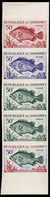 DAHOMEY(1965) Blackfish Tripletail. Trial Color Plate Proof In Vertical Strip Of 5 With Multicolor. Scott No 208, Yvert - Benin – Dahomey (1960-...)