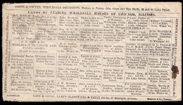 ETATS UNIS(1870) Optique. Vins. Sel. Fusils. Poisson Fumé. Rare Pli Avec Publicités Multiples Au Dos, - Recordatorios