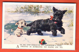 NAGT-18 Illustrator Florence Valter A Friend Is Someone To Hang On To. Dogs Chiens Hunde. Valentine Post Card. Not Used - Valter, Fl. E.