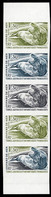 F.S.A.T.(1980) Leopard Seals. Trial Color Proof Strip Of 5. Scott No 92, Yvert No 89. Maury Catalog €550. - Sin Dentar, Pruebas De Impresión Y Variedades