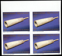 FRENCH POLYNESIA(1987) Wood Horn. Imperforate Bl/4. Scott No 462, Yvert No 282. - Sin Dentar, Pruebas De Impresión Y Variedades