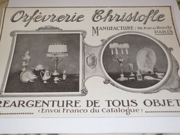 ANCIENNE PUBLICITE ORFEVRERIE CHRISTOFLE 1913 - Andere & Zonder Classificatie