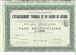 ETABLISSEMENT THERMAL ET DU CASINO DE LUCHON, ACTION PARIS 1877, FEUILLE COMPLETE 28 COUPONS, VOIR LES SCANNERS - Casino