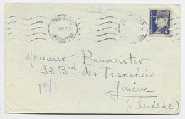 FRANCE PETAIN 4FR GRAVE DEFAUT LETTRE MECANIQUE KRAG MONTE CARLO 21.XII.42 PRINCIPAUTE DE MONACO POUR SUISSE AU TARIF - 1941-42 Pétain