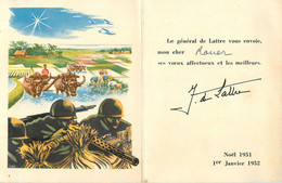 Militaria * 1 Carte Double Illustrée + 1 Carte Photo * 1951/1952 * J. DE LATTRE * Guerre War Vietnam - Andere & Zonder Classificatie