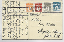 DANMARK 1ORE +2ORE+3ORE+4ORE CARTE COPENHAGUE 8.7.1912 TO BERLIN - Storia Postale