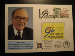 GIRONA 1994 Expo Fil Josep Pla Literature Maxi Maximum Card SPAIN - Ecrivains