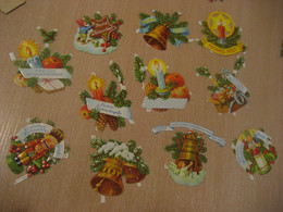 STEINHEIM AM MAIN Christmas 11 Old Chromos Die-cuts Decoupis GERMANY Chromo Decoupi Die-cut Year: ??? - Motivos De Navidad