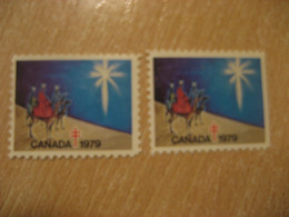 1979 TB Tuberculosis Tuberculose The Magi Christmas Health Sante 2 Poster Stamp Vignette CANADA Label - Viñetas Locales Y Privadas