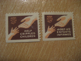 1956 Help Crippled Children Health Sante 2 Poster Stamp Vignette CANADA Label - Werbemarken (Vignetten)