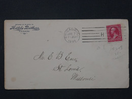 AA 19 ETATS UNIS  BELLE LETTRE HOTEL  1895 CHICAGO A ST LOUIS  +++AFFRANCH. INTERESSANT++ - Lettres & Documents