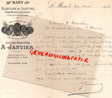 72- LE MANS- RARE LETTRE MANUSCRITE A. JANVIER -BARRY -FILATURE DE CHANVRE-TISSAGE BLANCHISSERIE-1913 - Textile & Clothing