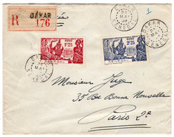 Sénégal : Lettre : Expos. Inter. New-York 1939 : Recommandée : Dakar - Covers & Documents