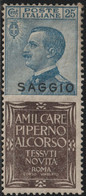 Regno D'Italia 1924 Pubblicitari Saggio 25 C. Piperno Sass. S6 Centrato MLH* - Reklame