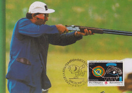 Carte  Maximum  1er  Jour   ESPAGNE   Tir  à  La  Carabine    Série  Préolympique    JEUX  OLYMPIQUES  BARCELONE  1991 - Shooting (Weapons)
