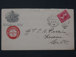 AA 19 ETATS UNIS BELLE LETTRE CALIFORNIA HOTEL  1896  A ST REMO  +++AFFRANCH. INTERESSANT++ - Cartas & Documentos