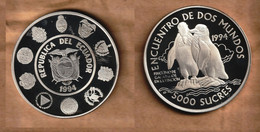 ECUADOR 5000 Sucres (Galapagos Penguins) 1994  Ibero-American Series II Silver (.925) • 27.07 G • ⌀ 40 Mm KM# 98 - Equateur