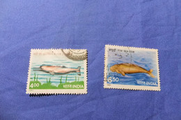 India 1991 Michel 1291 - 1292  Meeressäugetiere - Used Stamps
