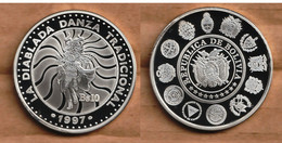 BOLIVIA 10 Bolivianos (Traditional Dances) 1997 Ibero-American Series III Silver (.925) • 27.07 G • ⌀ 40 Mm KM# 209 - Bolivie