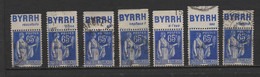 7 Timbres Obl. N° 365, Type PAIX ,avec Bandes Publicitaires Différentes Hautes BYRRH - Gebraucht