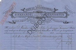 Gent/Lovenjoul - Factuur - Boekhandel Vanderpoorten - 1889 (V2070) - 1800 – 1899