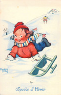 CPA - Illustrateur Signé - BEATRICE MALLET - Sports D'hiver - Enfant Et Luge - EC SEINE Samaritaine PARIS - Mallet, B.