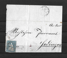 1854-1862 HELVETIA / STRUBEL (Ungezähnt) → Briefhülle Von MEILEN (Fingerhutstempel)   ►SBK-23B4.Vb◄ - Storia Postale