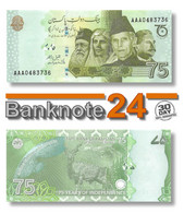 Pakistan 75 Rupees 2022 Unc Pn 56a.2 Prefix AAA, Banknote24 - Pakistan