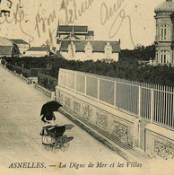 Asnelles * Les VILLAS Et La Digue De Mer * Landau Ancien Enfants Nounous Nourrices Pram Poussette Kinderwagen - Altri & Non Classificati