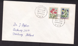 Iceland: Cover To Netherlands, 1959, 2 Stamps, Flower, Flowers, Uncommon Cancel Akranes (traces Of Use) - Briefe U. Dokumente