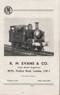 Catalogue R.M.EVANS & CO. Scale Model Engineers 1949 3rd Ed. 00 Scale 4 Mms - Anglais