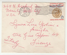 US Letter Cover Posted 1957 Beverly Hills To Firenze B221201 - Briefe U. Dokumente