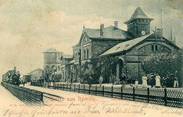 Gruss Aus Rémilly , Bahnhof * Souvenir De Remilly , La Gare * Arrivée Train Locomotive Machine Ligne Chemin Fer Moselle - Autres & Non Classés