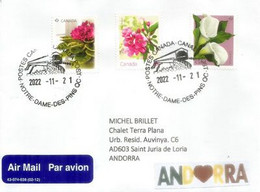 Belle Lettre Du Canada 2022 (fleurs)  Adressée Andorra (Principat) - Brieven En Documenten