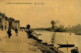 Conflans Ste Honorine * Quai De Seine * Cpa Toilée Colorisée - Conflans Saint Honorine