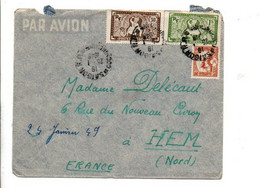 COCHINCHINE AFFRANCHISSEMENT COMPOSE SUR LETTRE DE SAÏGON POUR LA FRANCE 1949 - Storia Postale