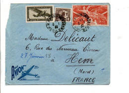 COCHINCHINE AFFRANCHISSEMENT COMPOSE SUR LETTRE DE SAÏGON POUR LA FRANCE 1948 - Cartas & Documentos