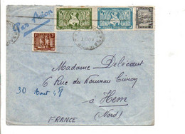 COCHINCHINE AFFRANCHISSEMENT COMPOSE SUR LETTRE DE SAÏGON POUR LA FRANCE 1947 - Cartas & Documentos