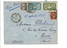 COCHINCHINE AFFRANCHISSEMENT COMPOSE SUR LETTRE DE SAÏGON POUR LA FRANCE 1948 - Cartas & Documentos