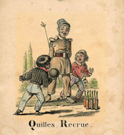 Quilles Recrue * Jeu De Quille Game * Doc Illustrateur 18ème ? 19ème ? * Alphabet Lettre Q & R - Altri & Non Classificati