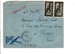 COCHINCHINE AFFRANCHISSEMENT COMPOSE SUR LETTRE DE SAÏGON POUR LA FRANCE 1947 - Cartas & Documentos