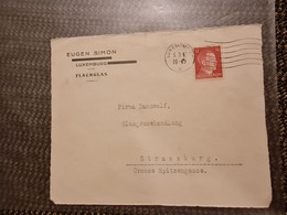 Lettre DEVANT LUXEMBOURG VILLE 1942 ETS SIMON FLACHGLAS - 1940-1944 Occupation Allemande